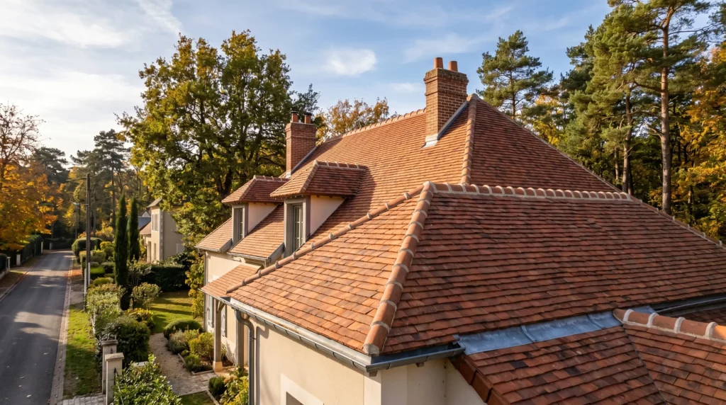 Toiture en tuiles terre cuite d'une maison à Rambouillet (78120) — intervention couvreur Yvelines